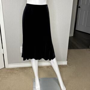 Vintage Y2K Black Velvet Midi Trumpet Skirt Glam Goth Luxe Size 1X